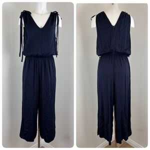 Bella Dahl Navy Blue Tie-Sleeve Jumpsuit